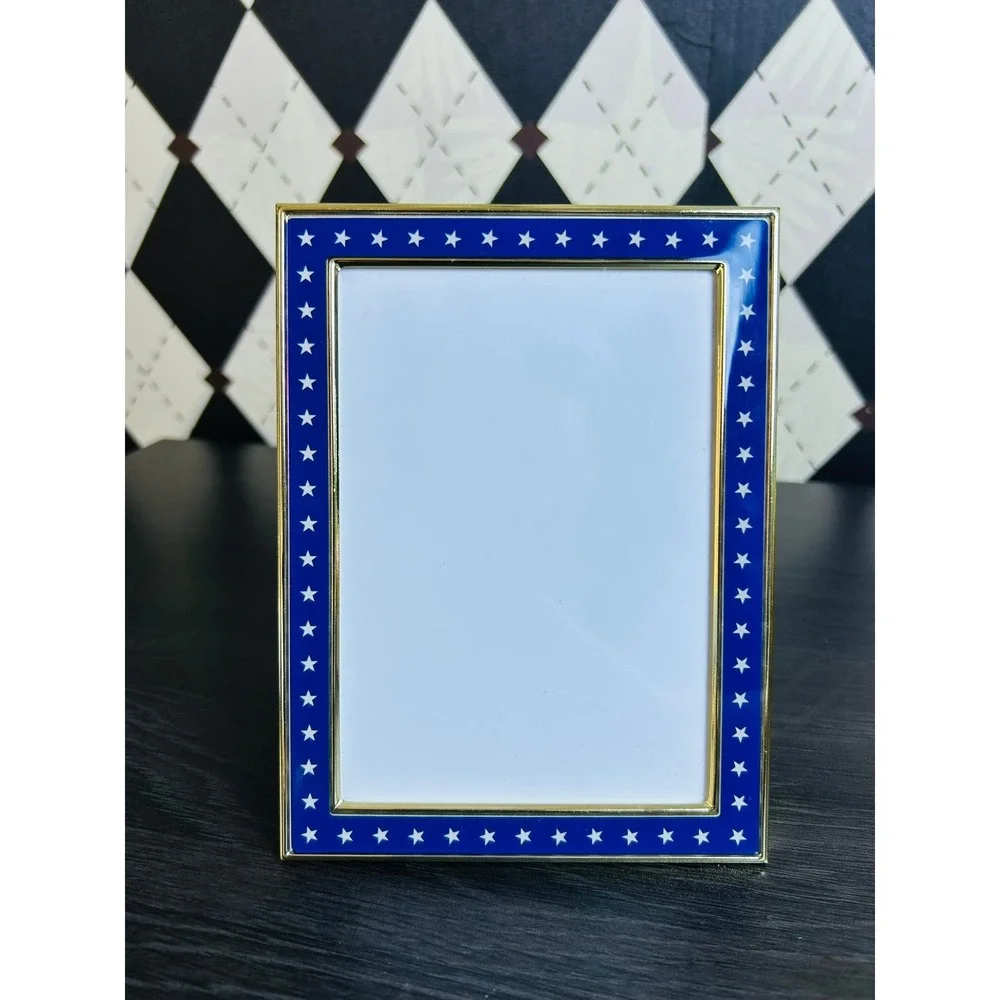 Blue Star Photo Frame Gold Trim Americana Picture Frame‎ 7x5 Inch